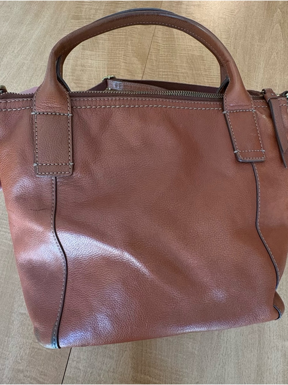 Fossil Brown Leather Crossbody Tote - Classic Women's Bag - Picture 4 of 11